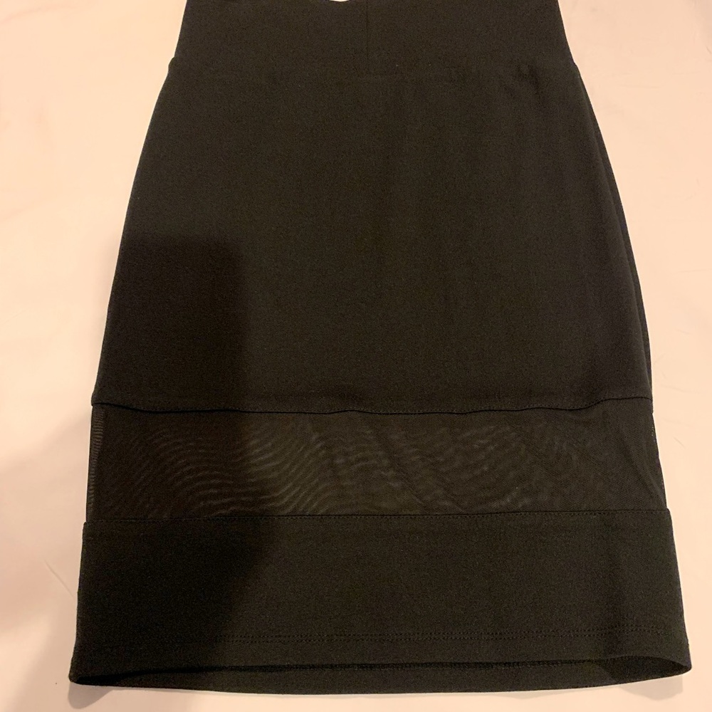 BEBE Black Stretch Knit Pencil Skirt with Lightweight Mesh Band